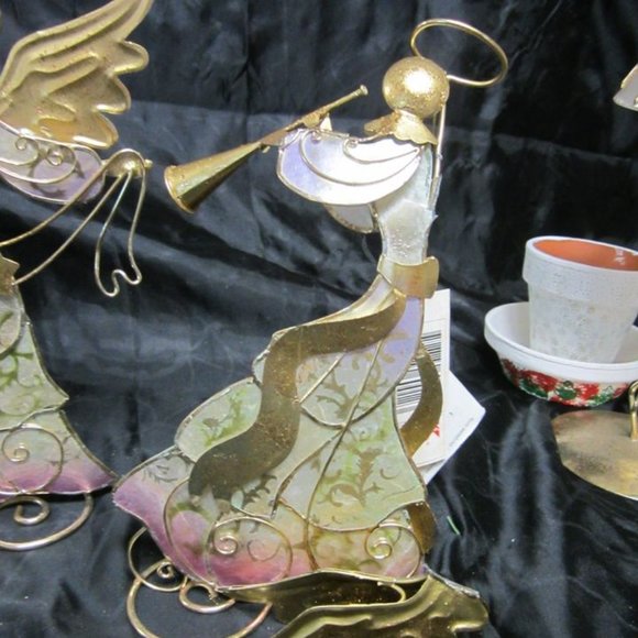 Vtg 80-90'S KMART TRIM A HOME CAPIZ ANGEL TABLETOP SET OF 3 ANGELS METAL W/CAPIZ - Picture 5 of 10